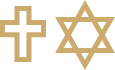 Crucifix and Star of David symbols